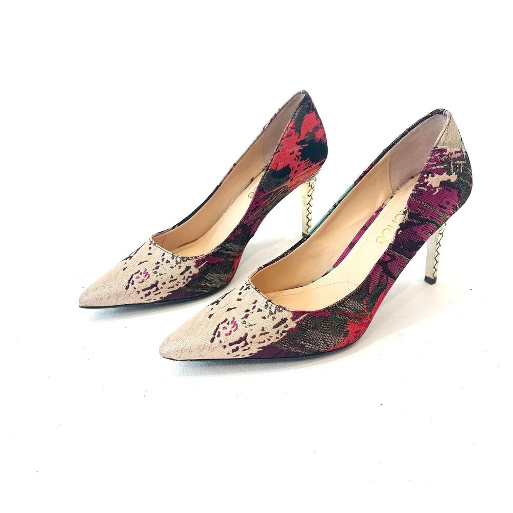 J.Renee Maressa Heels Red Purple Splatter Gold Heel Size 6